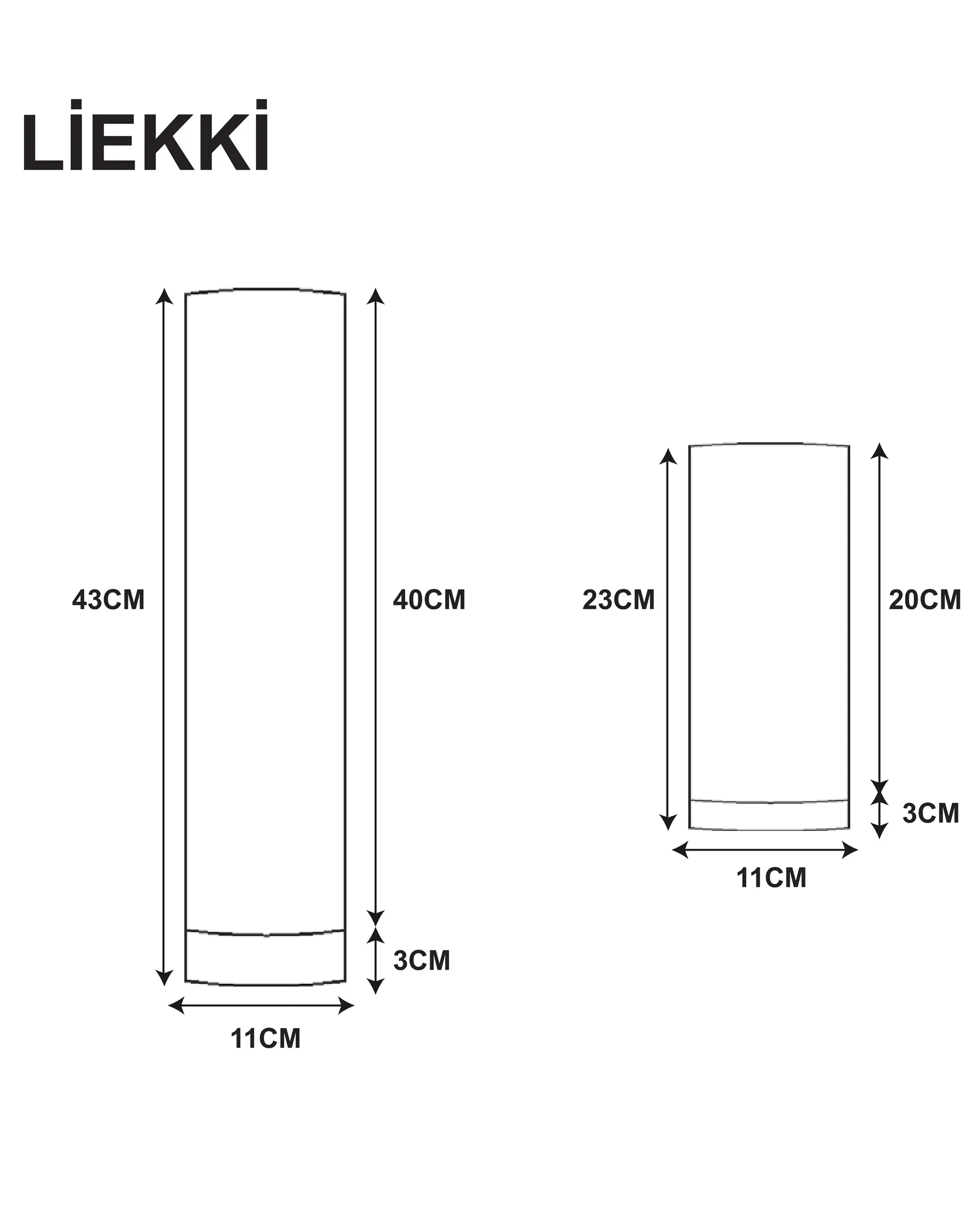 LIEKKI Mazel 20 cm ahşap masa lambası teknik ölçü çizimi