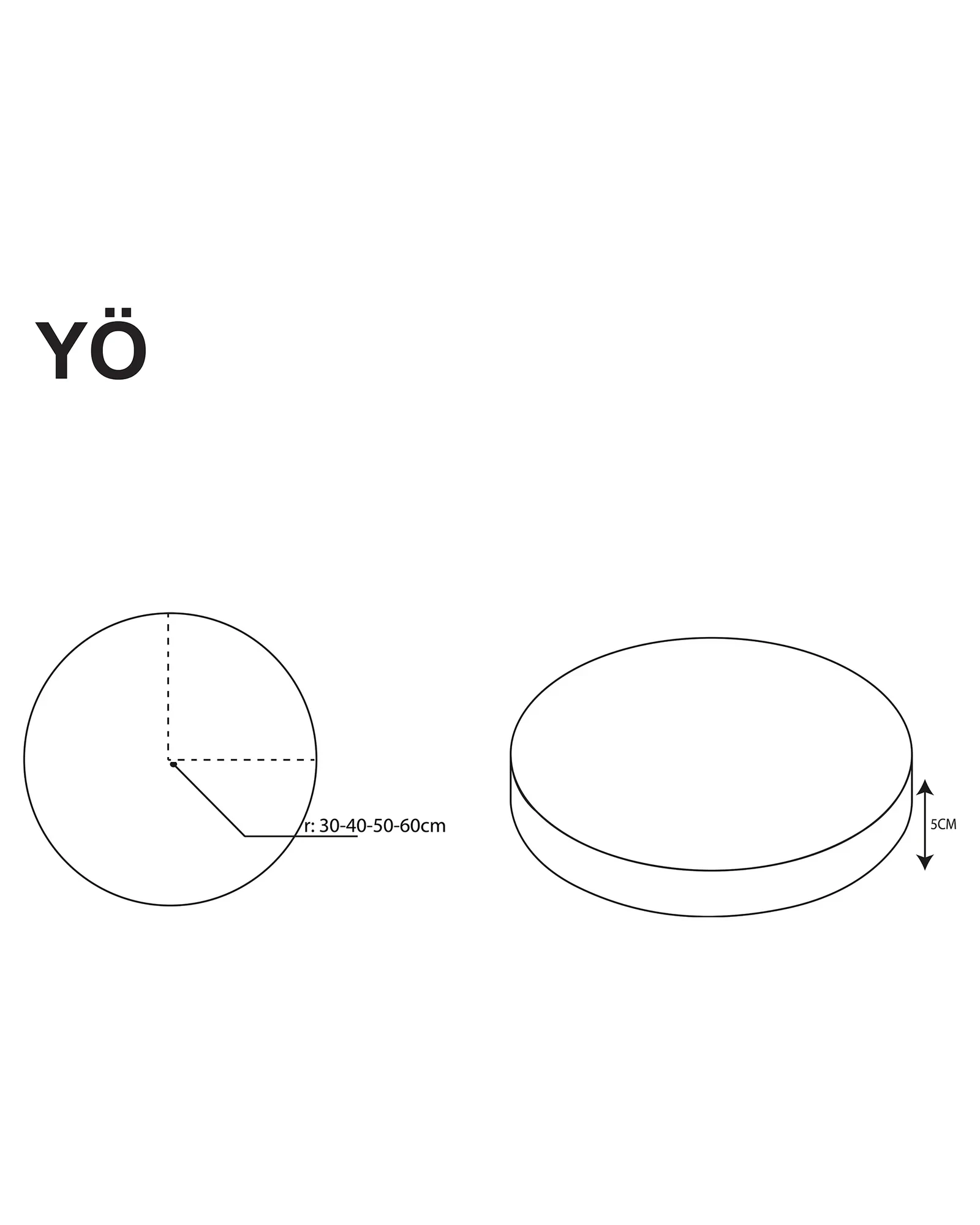 YO Mazel 30 cm ahşap duvar apliği teknik ölçü çizimi